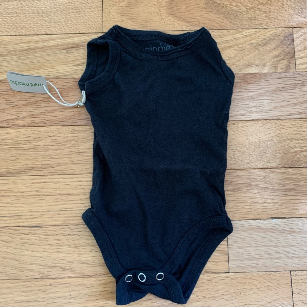 Organic Cotton Black Sleeveless Onesie 0-3M